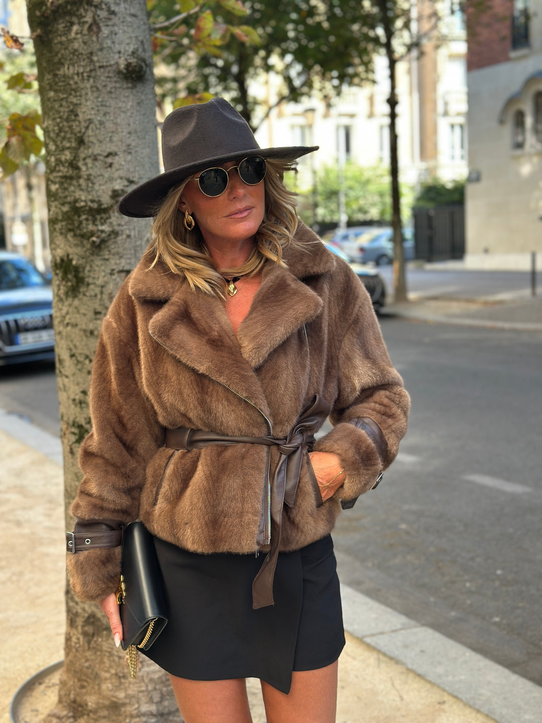 Veste fourrure dégradée zip asymétrique CHOCO 202248