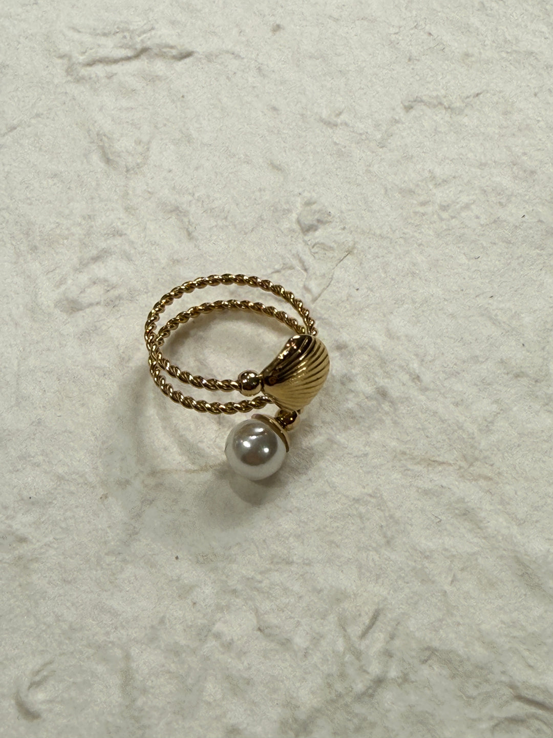 Bague coquillages perles