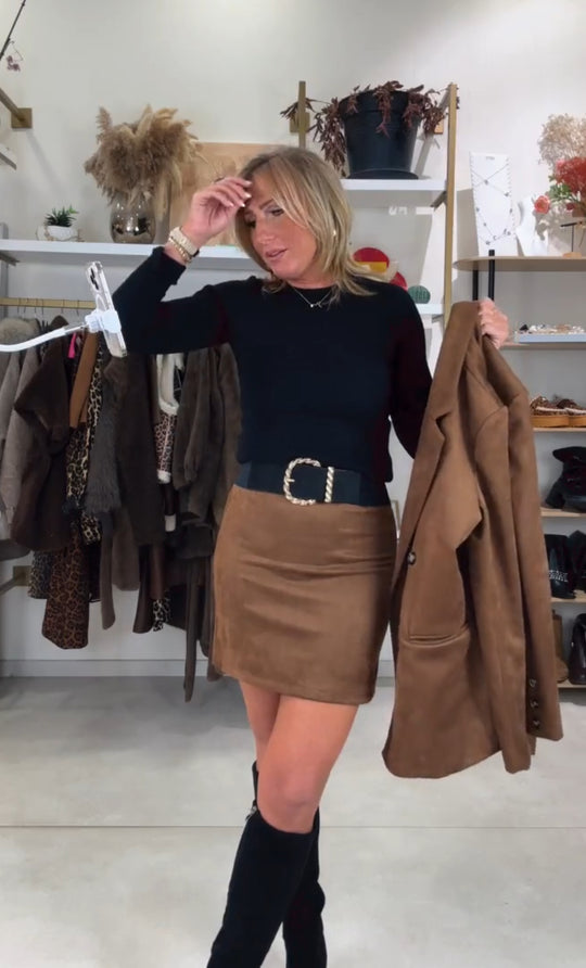 Jupe daim châtaigne Sabina / Dr