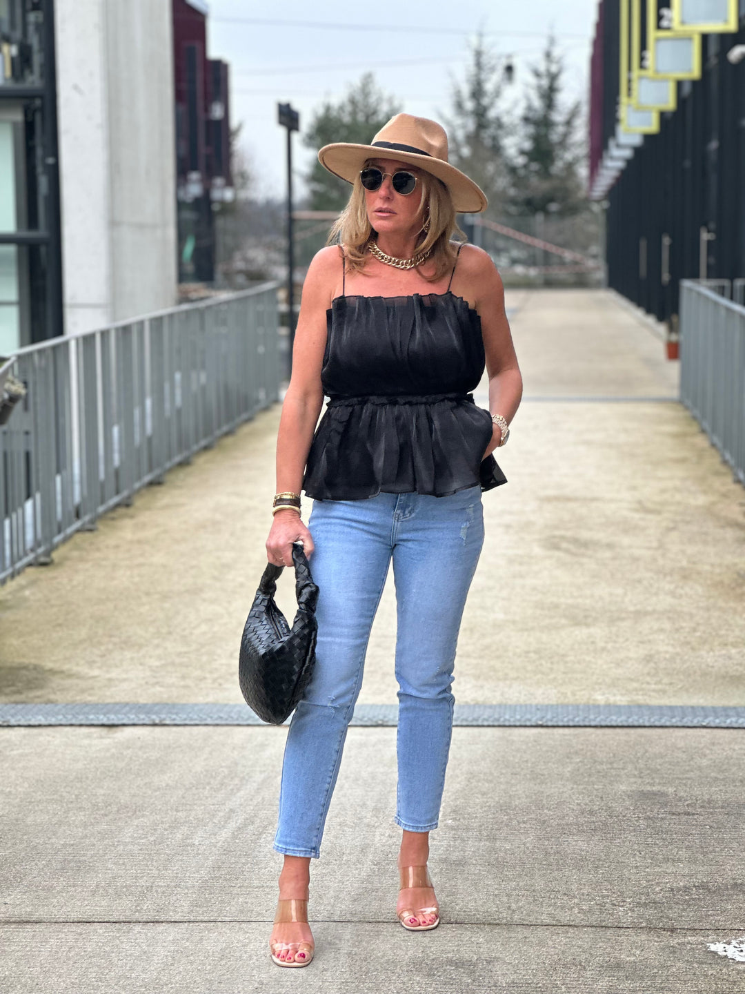 Top bustier plissé en Noir /J0063