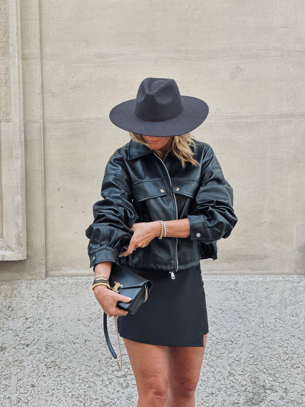 Veste similicuir poches noir 2199