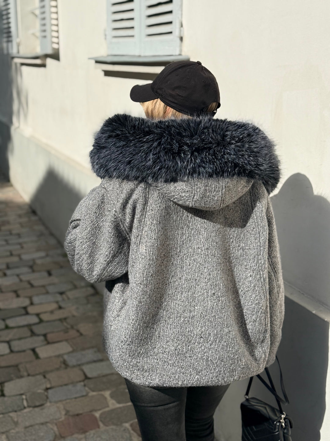 Veste Lainer capuche fourrure Gris 202396