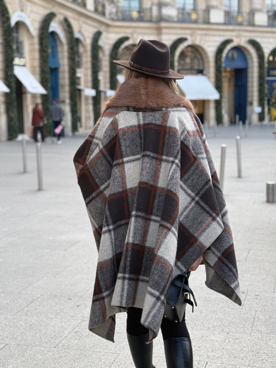 Cape fourrure carreaux orange 98825