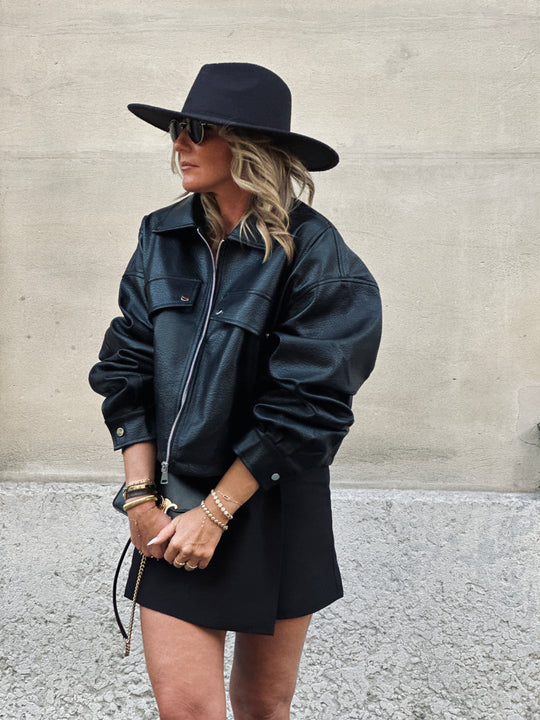 Veste similicuir poches noir 2199
