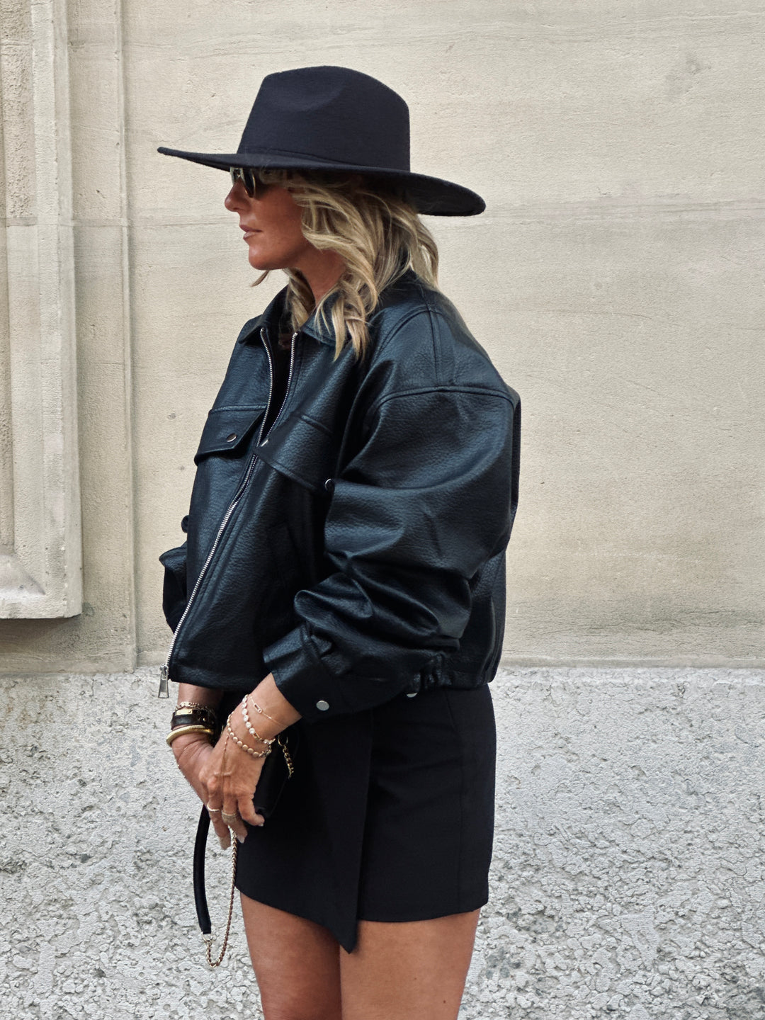 Veste similicuir poches noir 2199
