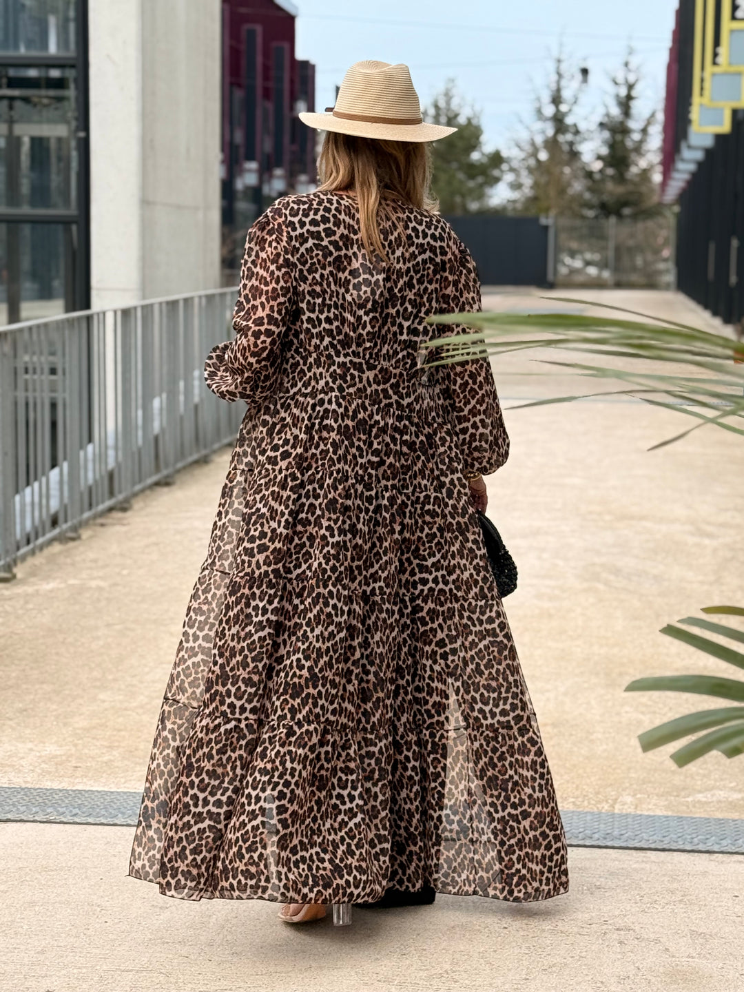 Kimono/robe imprimée léopard