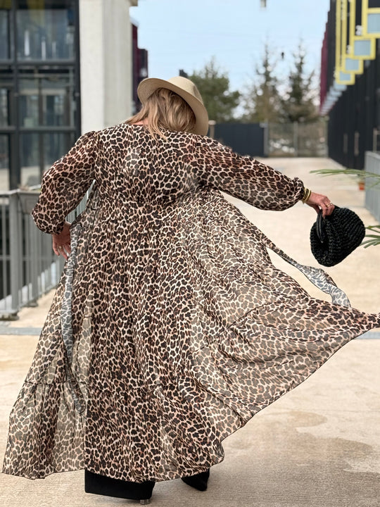 Kimono/robe imprimée léopard