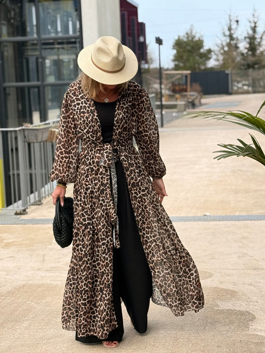 Kimono/robe imprimée léopard