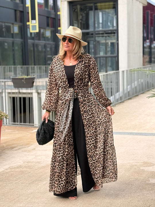 Kimono/robe imprimée léopard