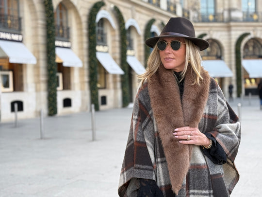 Cape fourrure carreaux orange 98825