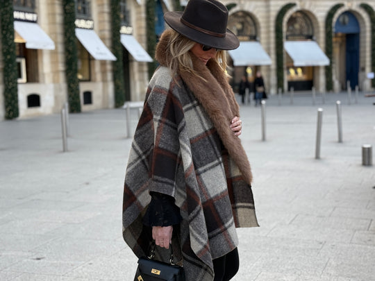 Cape fourrure carreaux orange 98825