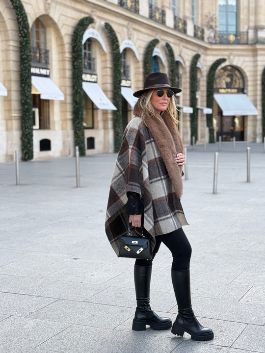 Cape fourrure carreaux orange 98825