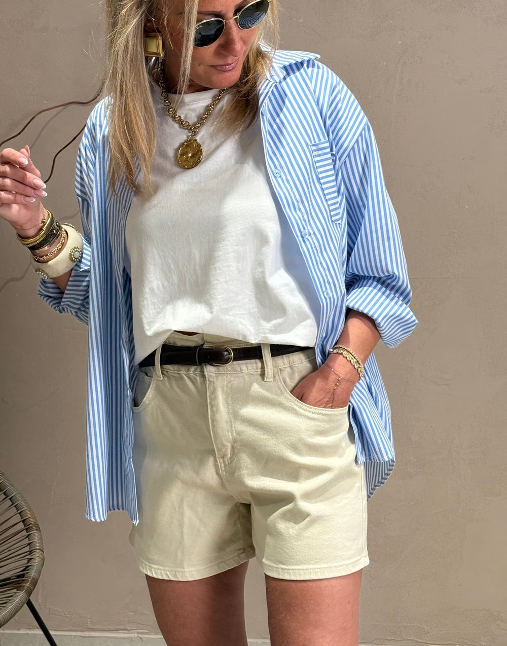 Chemise rayure love en Bleu