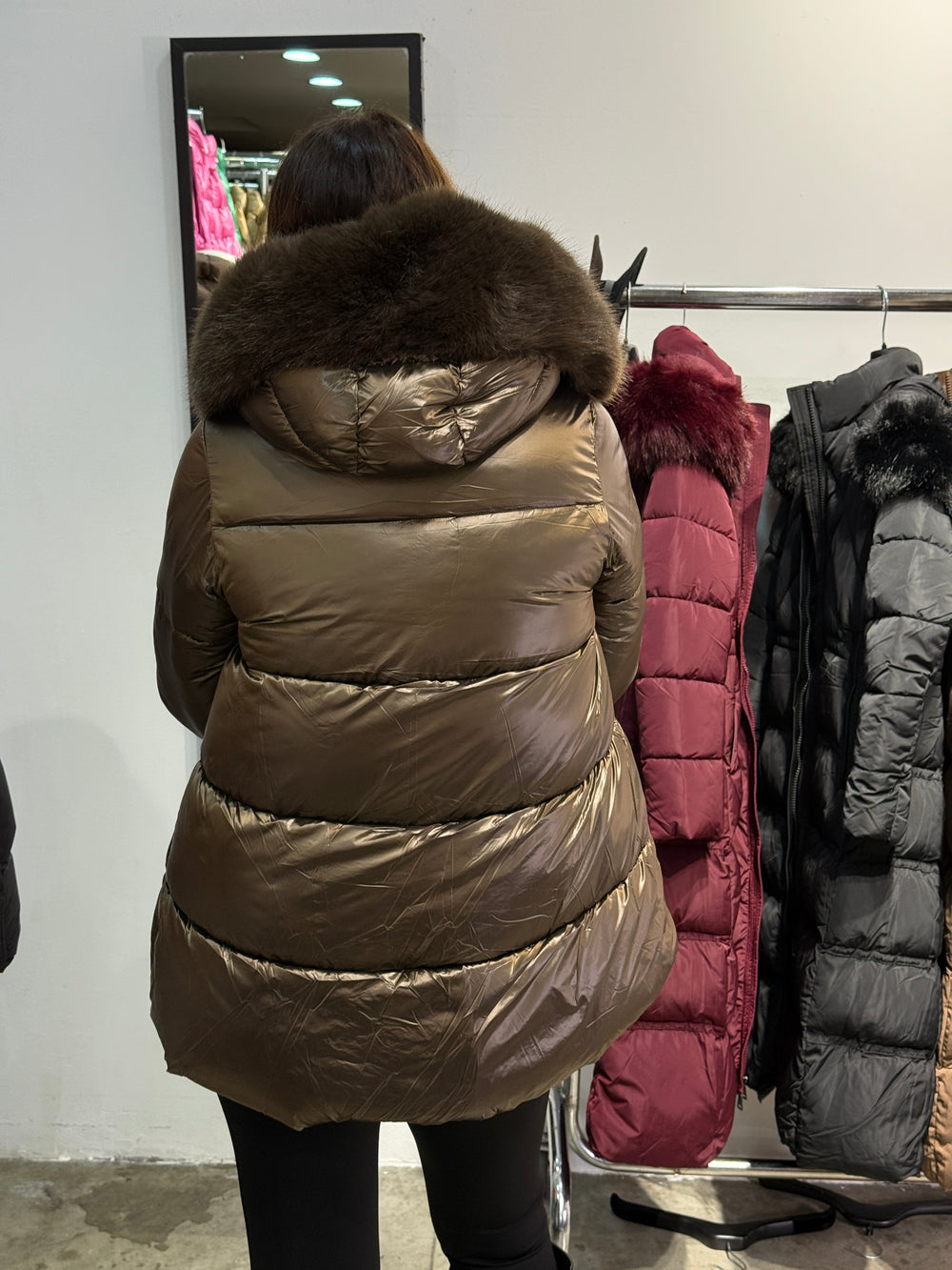 Doudoune court capuche choco