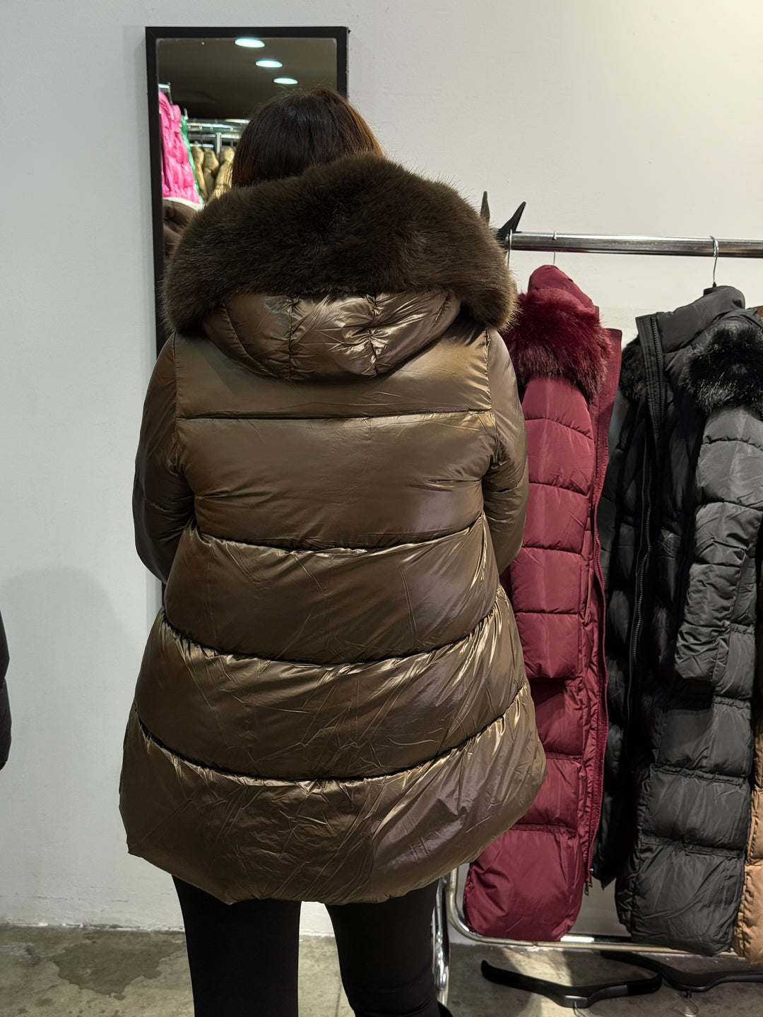 Doudoune court capuche choco