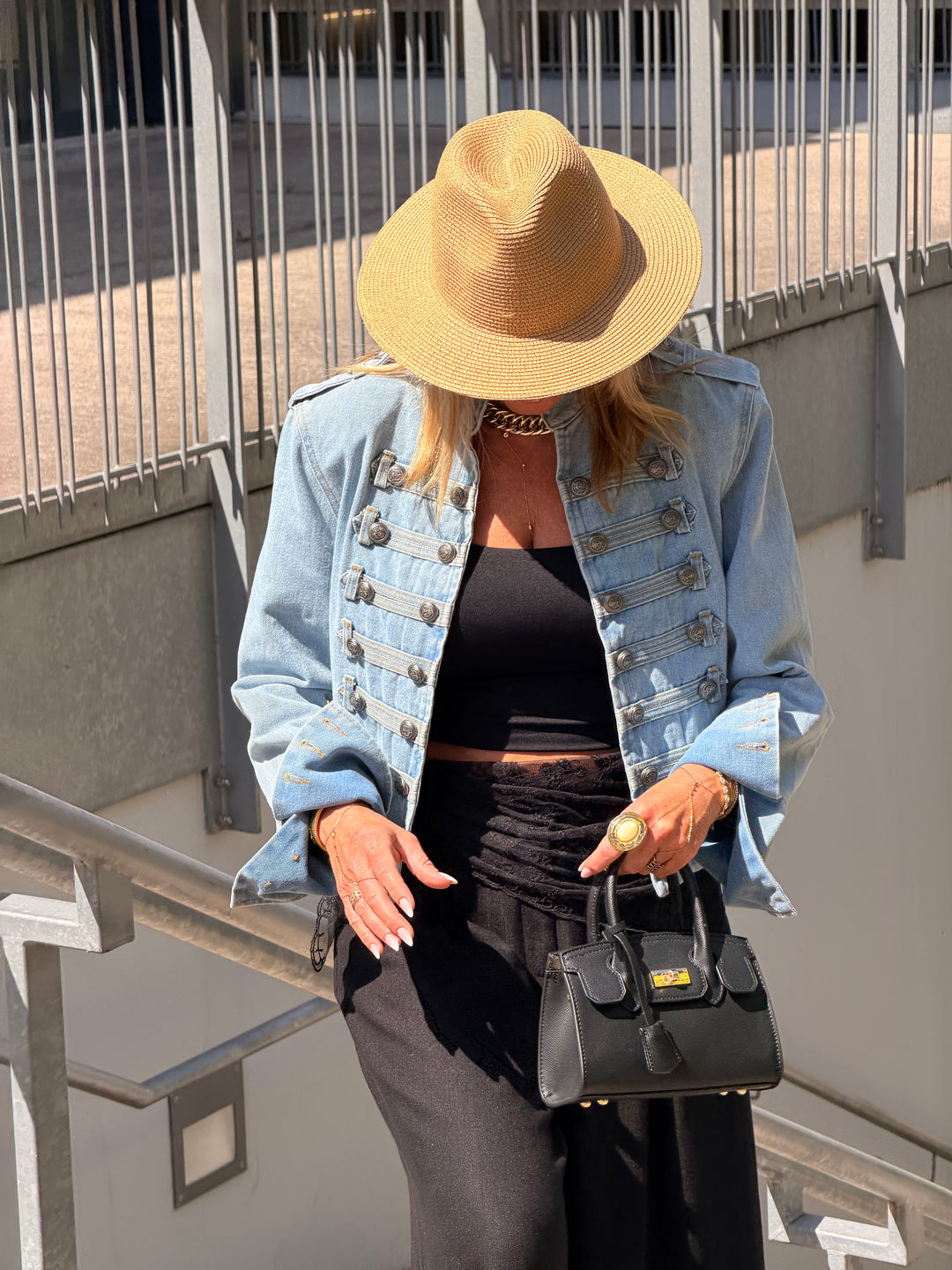 Veste jean officier Bleu claire 13955