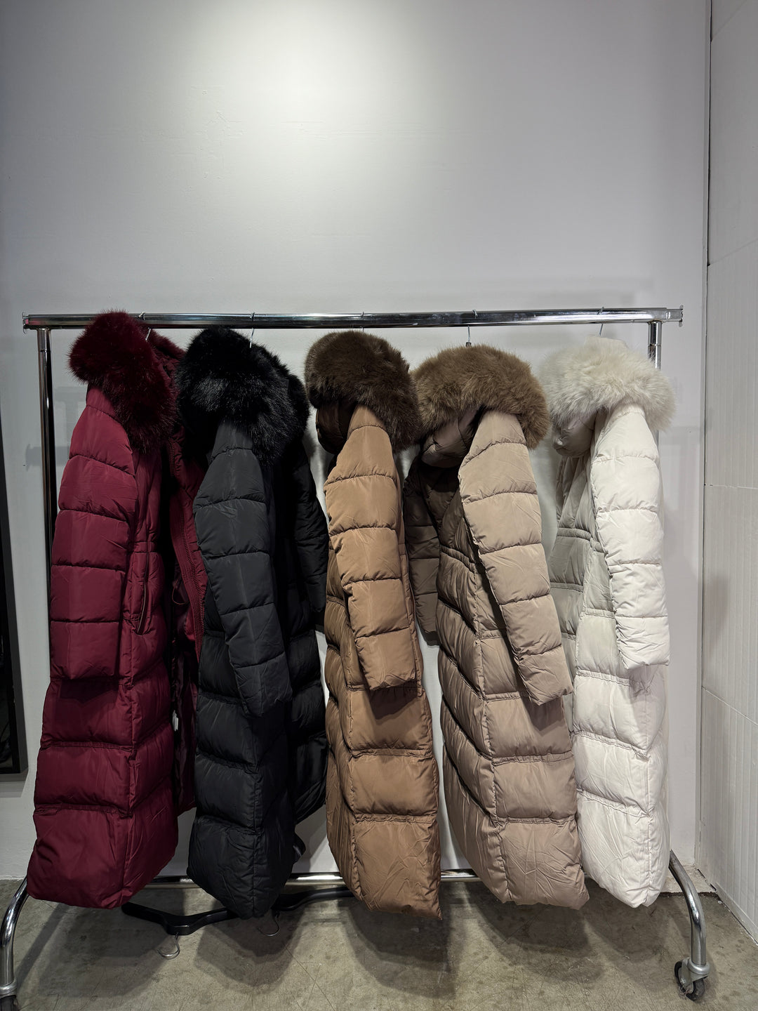 Doudoune longue capuche fourrure TAUPE 25510