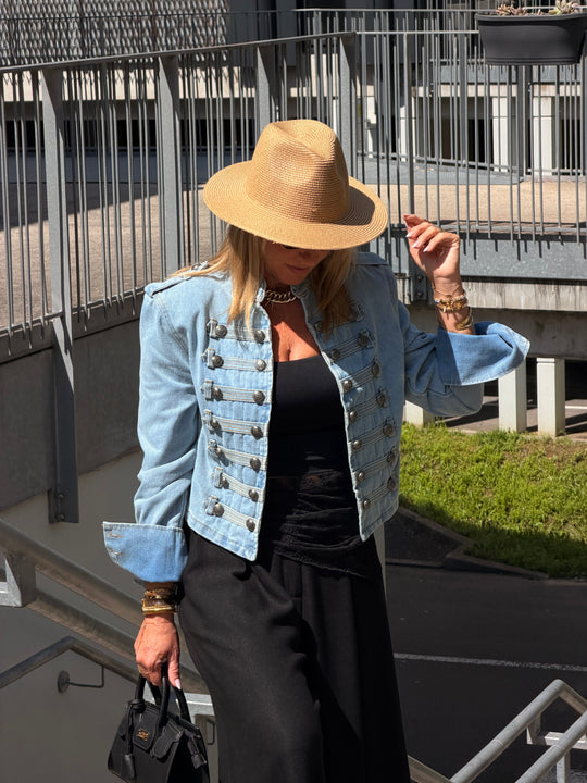 Veste jean officier Bleu claire 13955