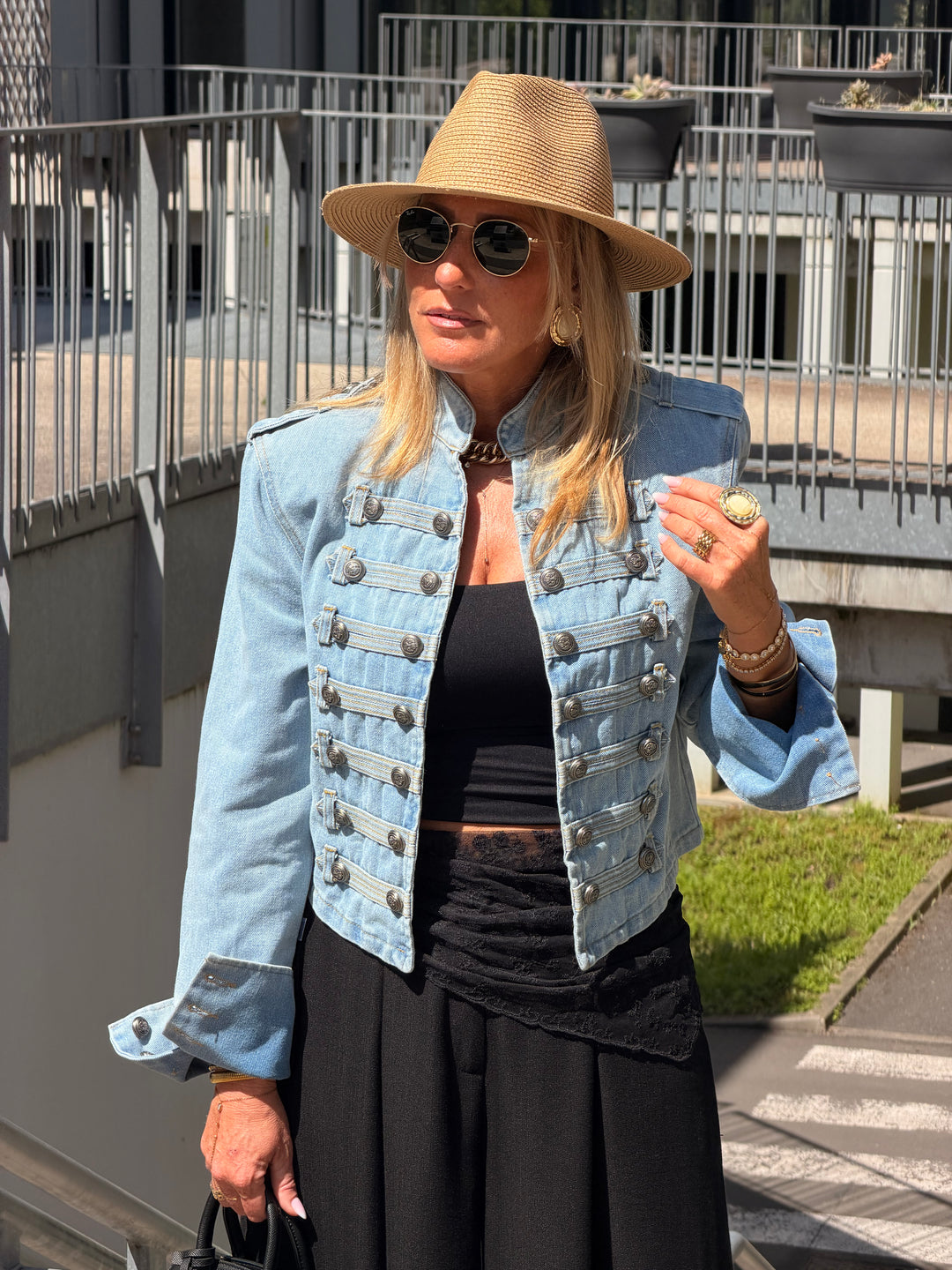 Veste jean officier Bleu claire 13955
