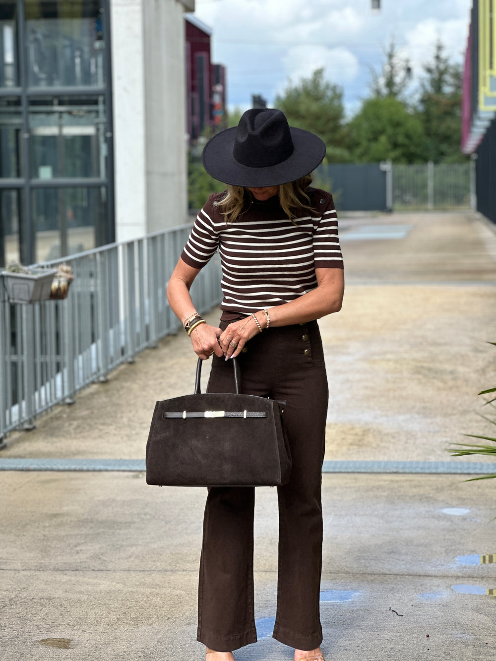 Top marinière manches courtes choco 6708