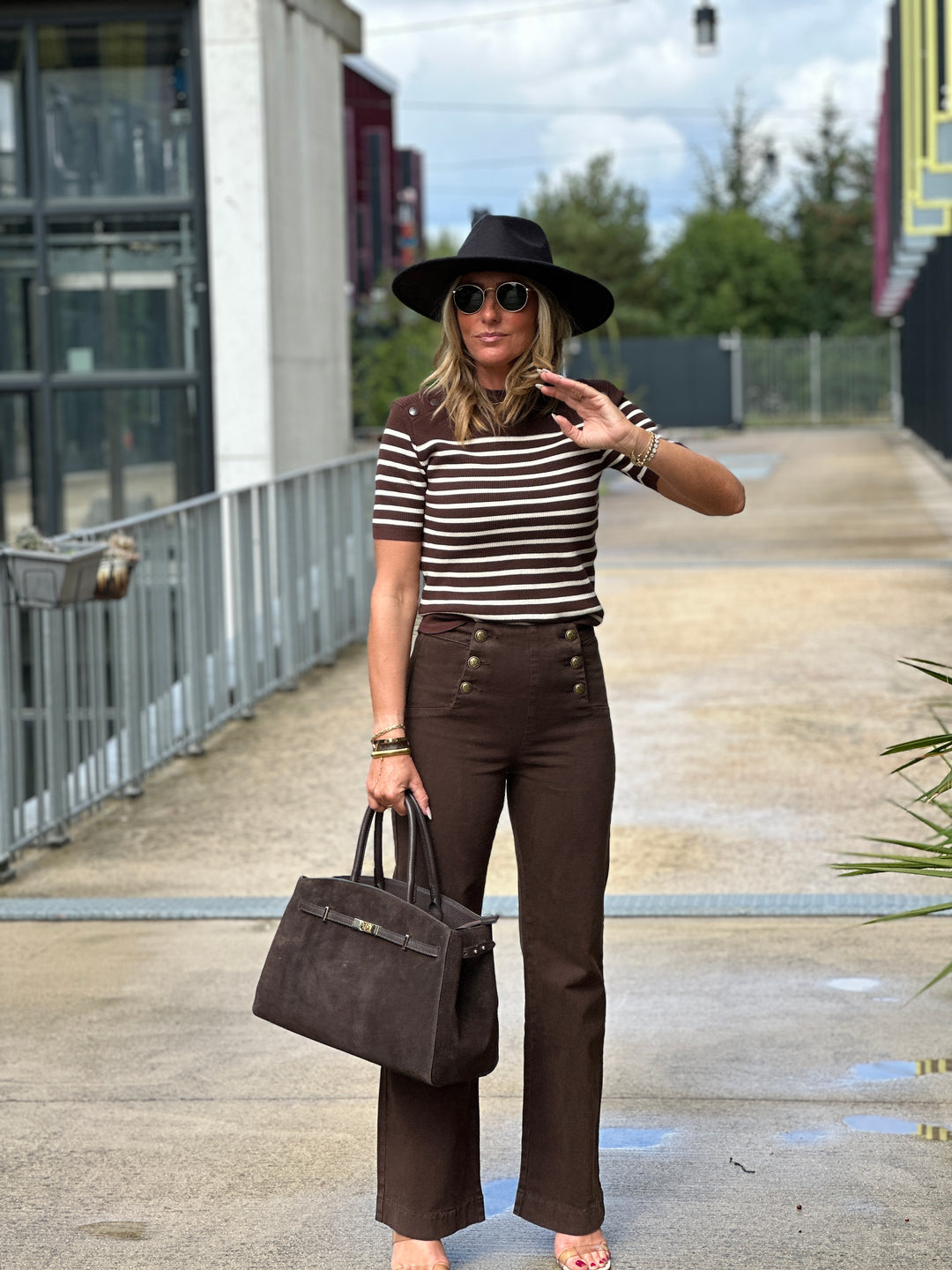 Top marinière manches courtes choco 6708