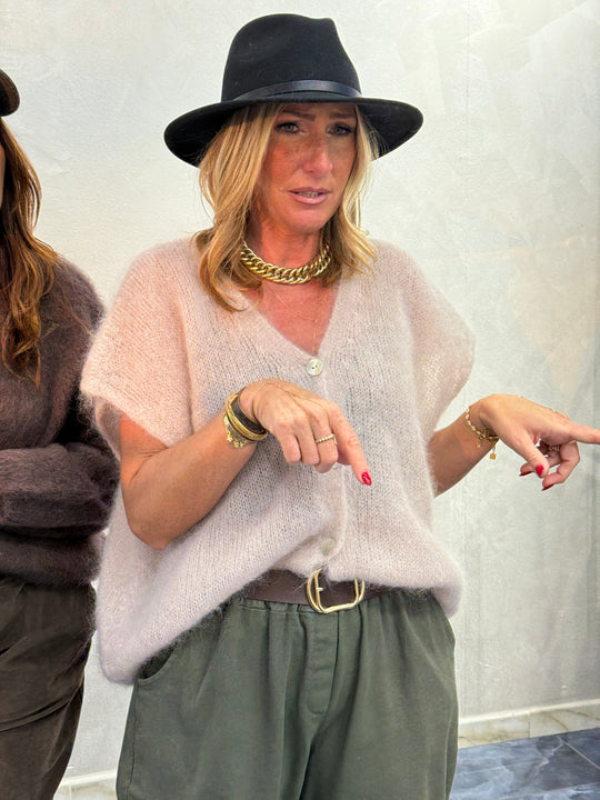 Pull gilet mohair bouton