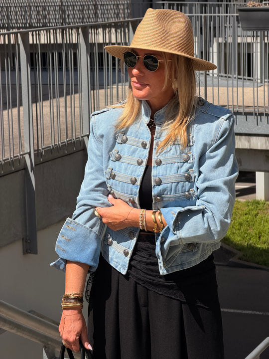 Veste jean officier Bleu claire 13955