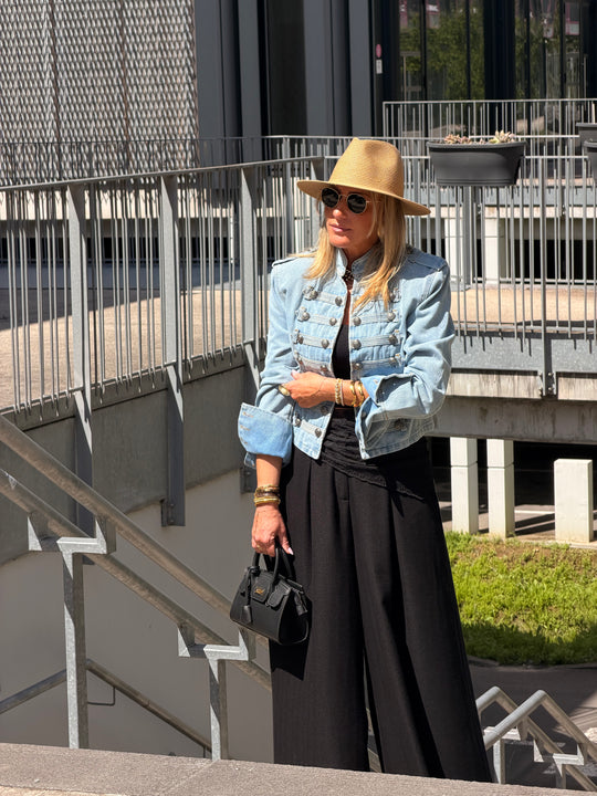 Veste jean officier Bleu claire 13955