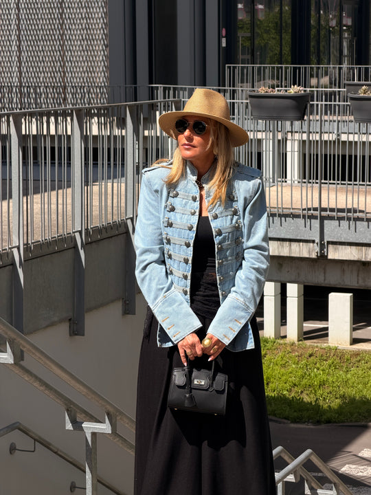 Veste jean officier Bleu claire 13955