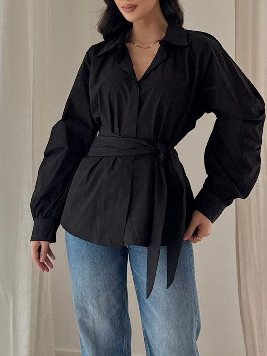 Chemise coton nouée Noir 539