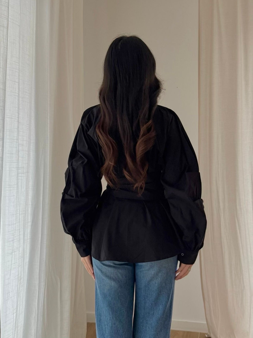 Chemise coton nouée Noir 539