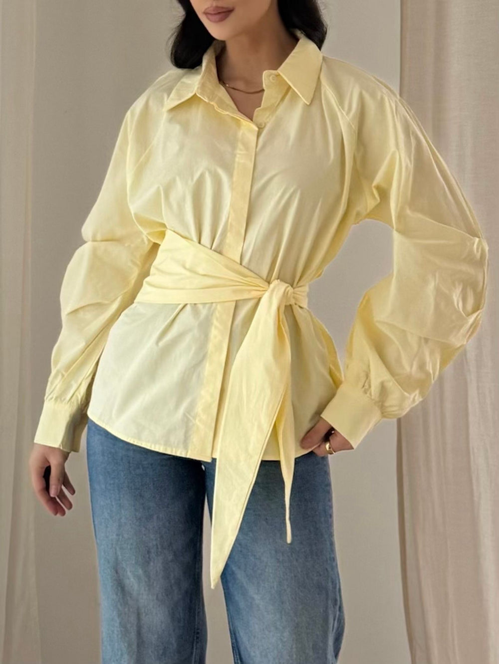 Chemise coton nouée Jaune 539
