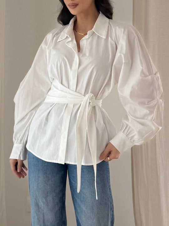 Chemise coton nouée blanc 539