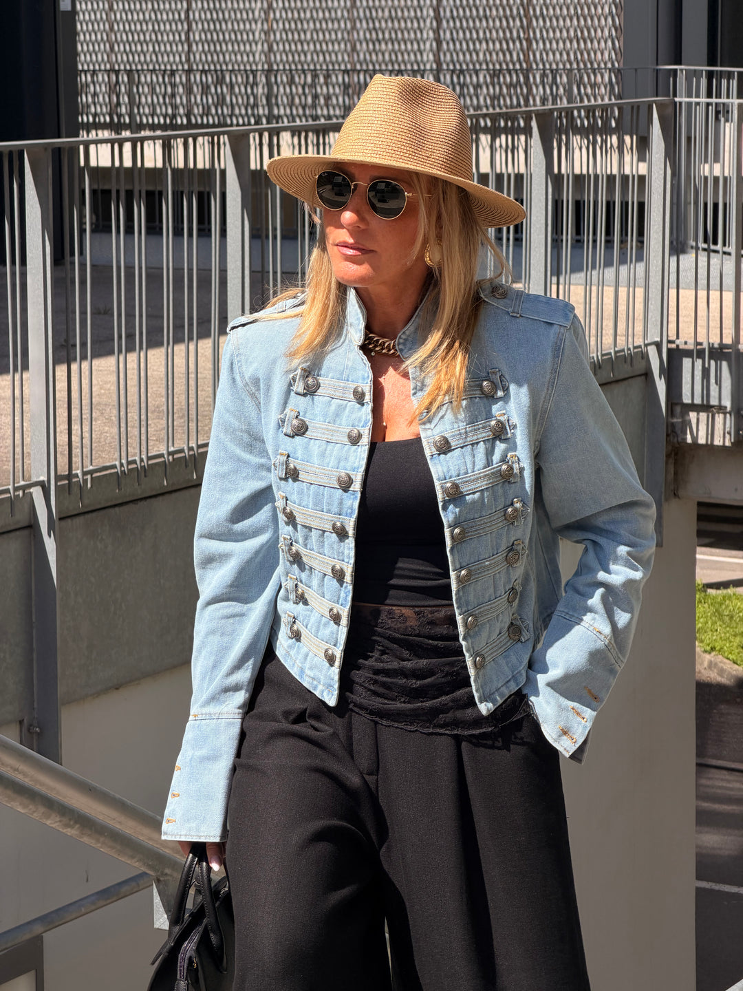 Veste jean officier Bleu claire 13955