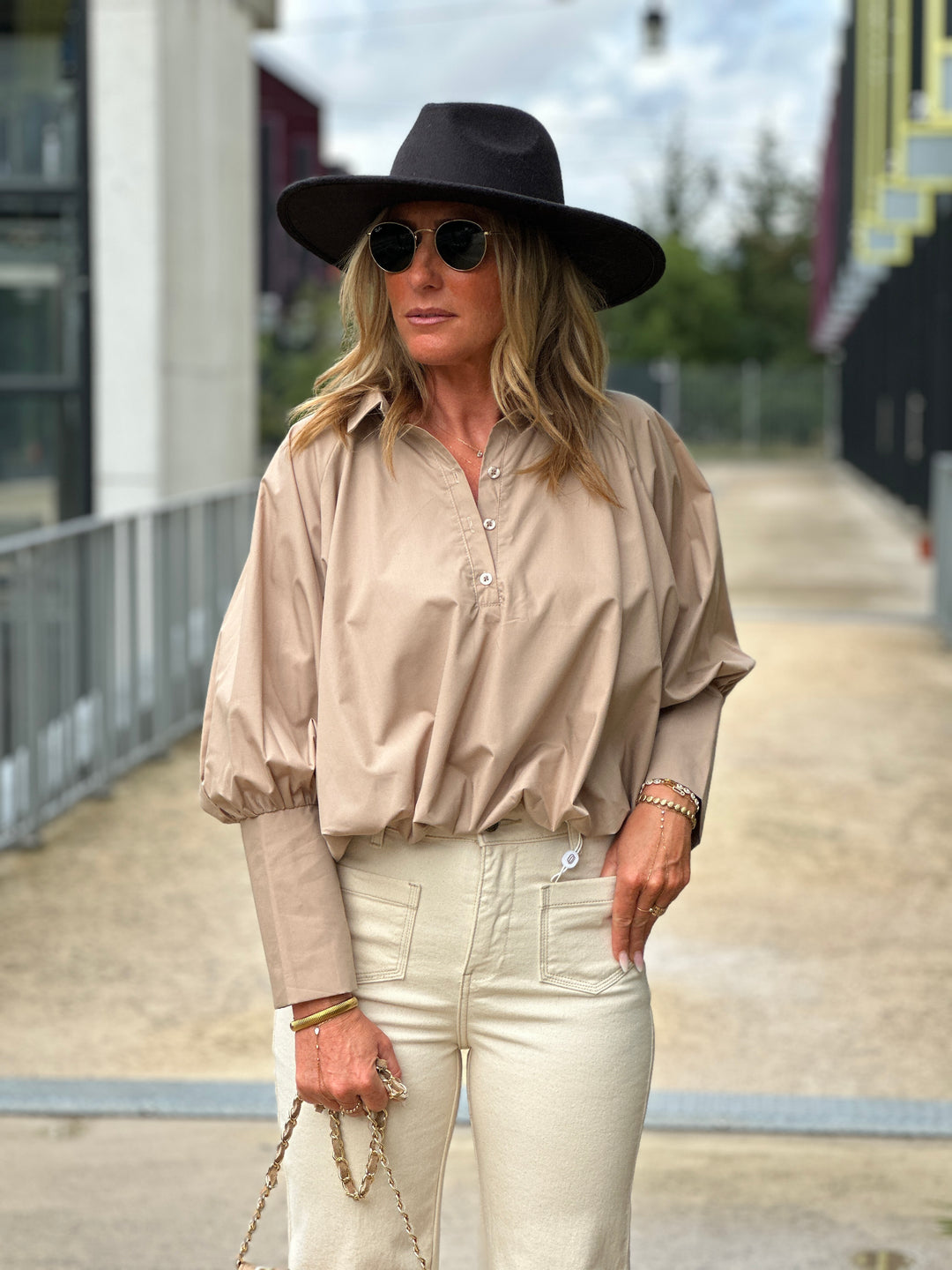 Chemise courte bouffante BEIGE Samson