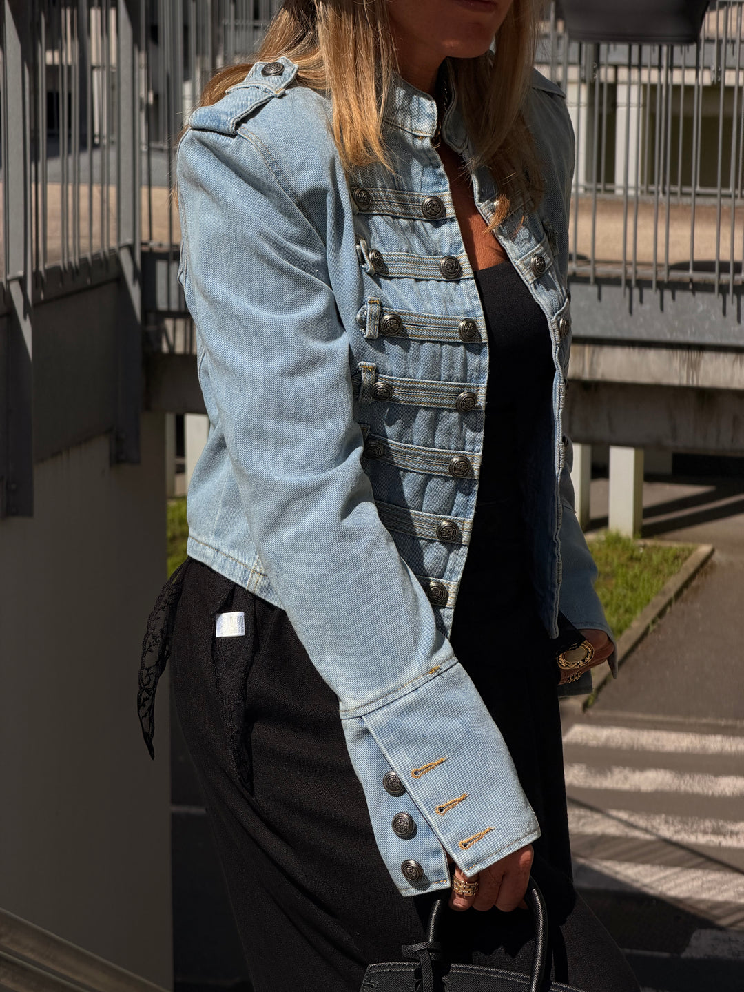 Veste jean officier Bleu claire 13955