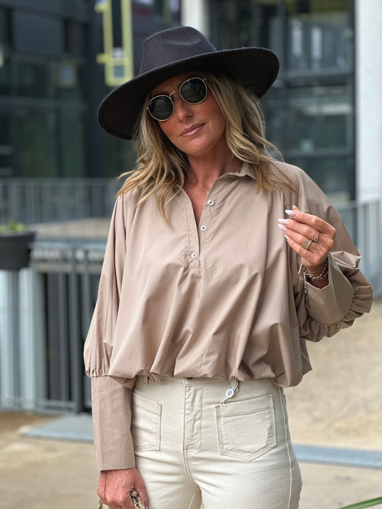 Chemise courte bouffante BEIGE Samson