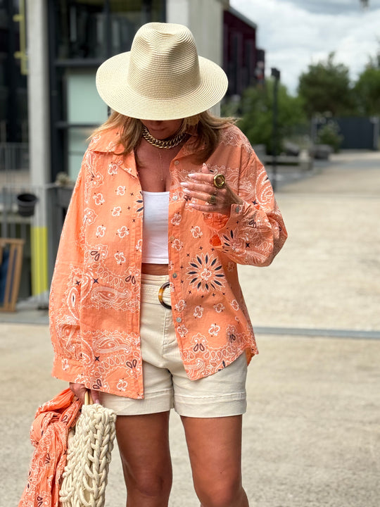 Chemise bandana avec écharpe orange