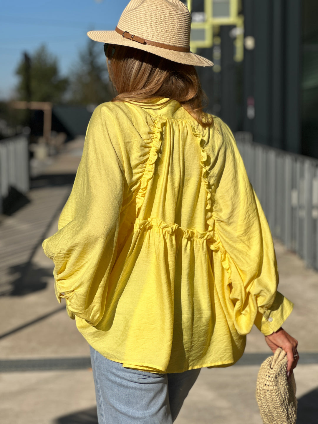 Chemise volant jaune 2935