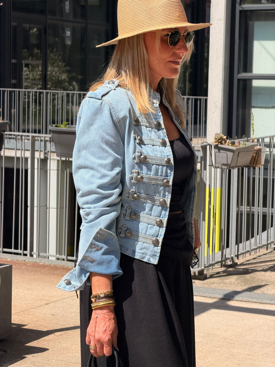 Veste jean officier Bleu claire 13955