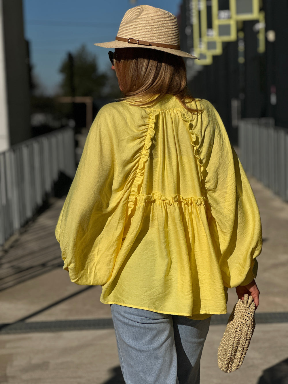 Chemise volant jaune 2935