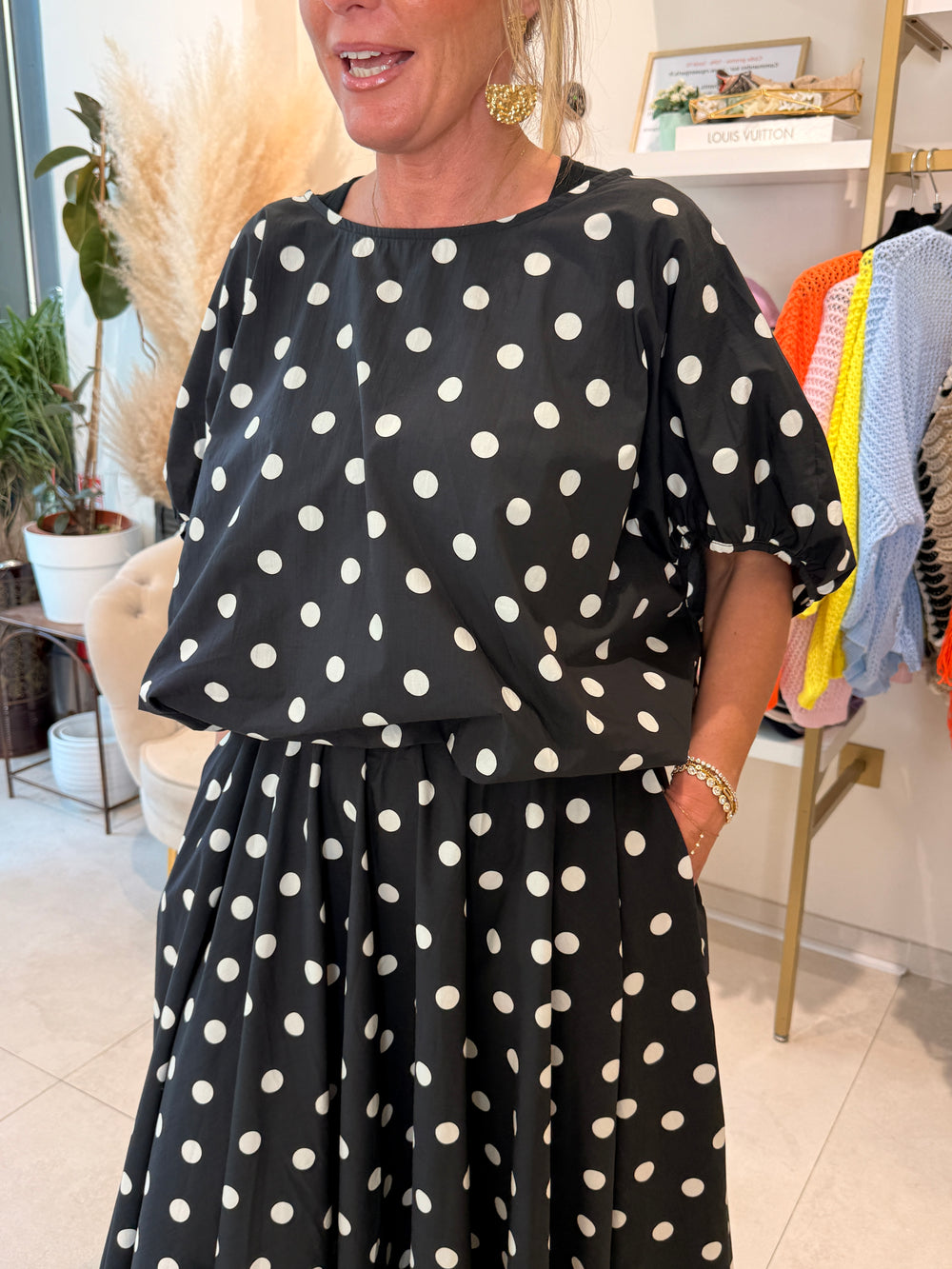 Blouse à pois Noir 15229