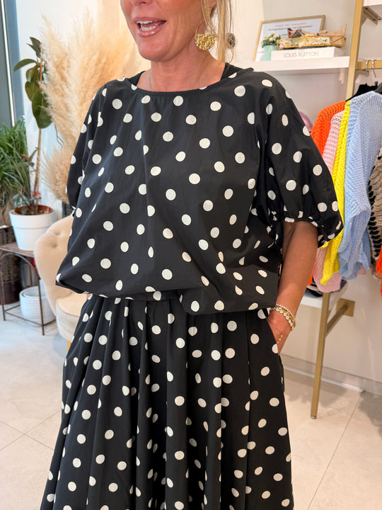 Blouse à pois Noir 15229