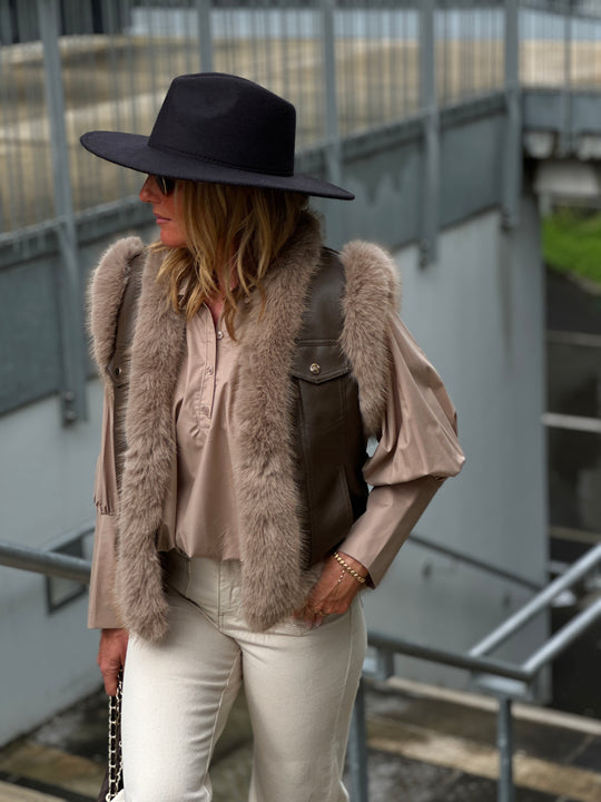 Chemise courte bouffante BEIGE Samson