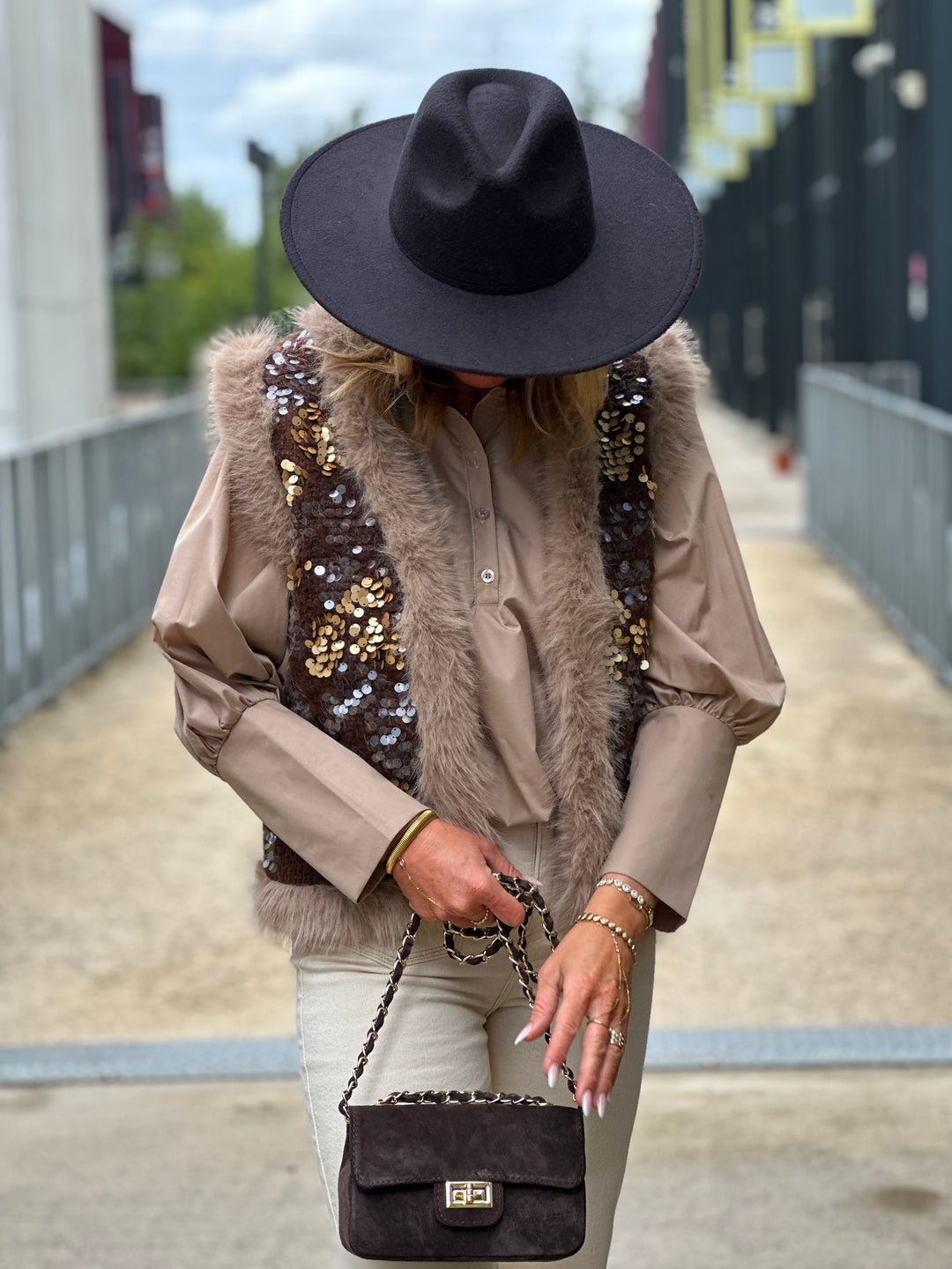 Chemise courte bouffante BEIGE Samson