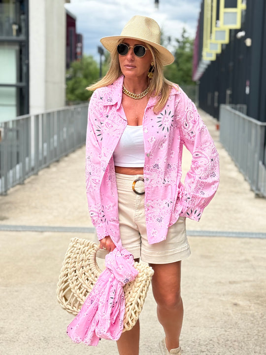 Chemise bandana avec écharpe Rose