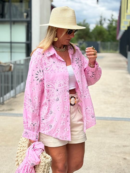 Chemise bandana avec écharpe Rose