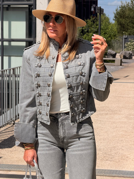 Veste jean officier Gris 13955
