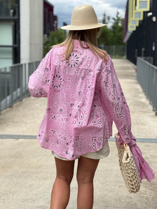 Chemise bandana avec écharpe Rose