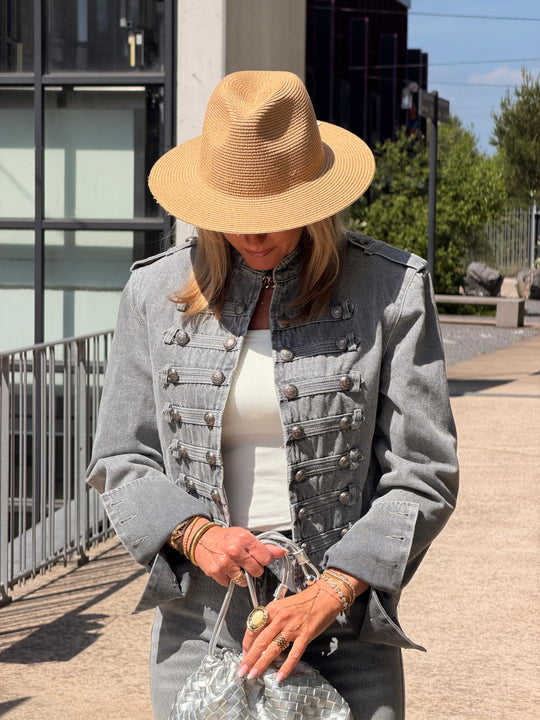 Veste jean officier Gris 13955